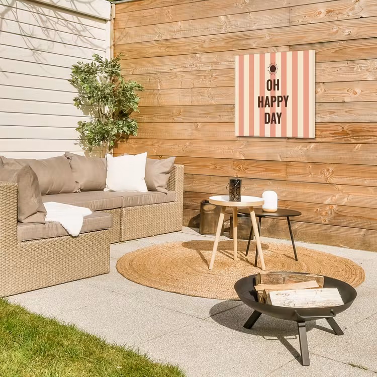 Quote - Zomer - Strepen Tuinposter op houten frame 2 cm dik middel -sfeer2