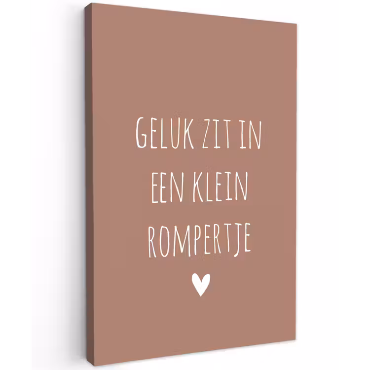Quotes - Geluk zit in een klein rompertje - Spreuken Tuinposter op houten frame 2 cm dik klein -3d