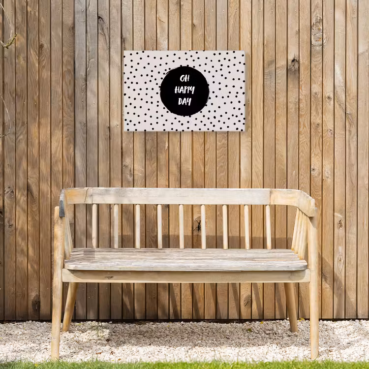 Quotes - Gelukkig - Tekst - Oh happy day Tuinposter op houten frame 2 cm dik klein -sfeer4