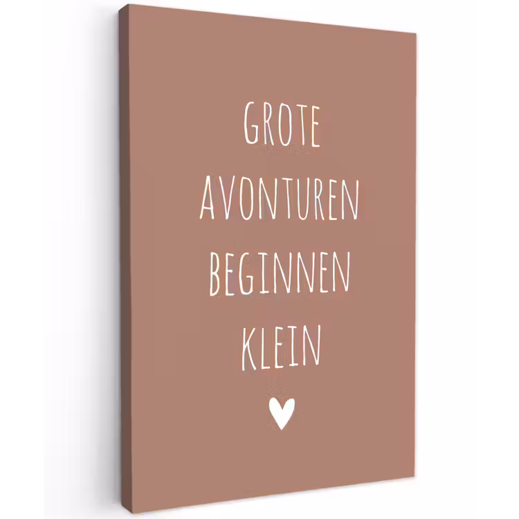 Quotes - Grote avonturen beginnen klein - Spreuken Tuinposter op houten frame 2 cm dik klein -3d