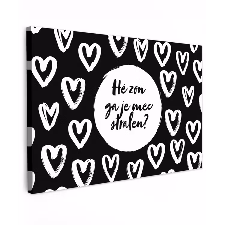 Quotes - Hé zon, ga je mee stralen? - Tekst - Zon - Zomer Tuinposter op houten frame 2 cm dik klein -3d