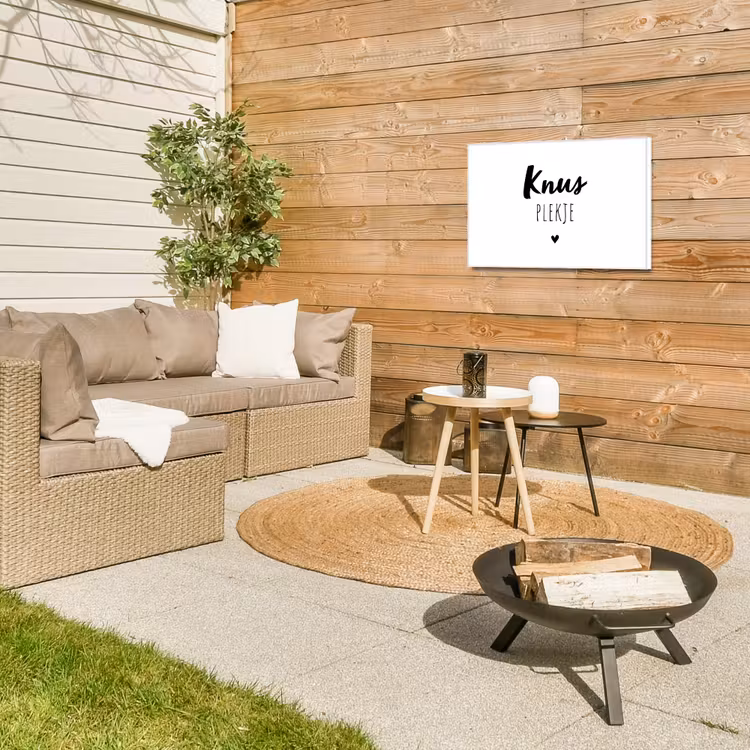 Quotes - Knus plekje - Tuin - Tekst Tuinposter op houten frame 2 cm dik klein -sfeer2