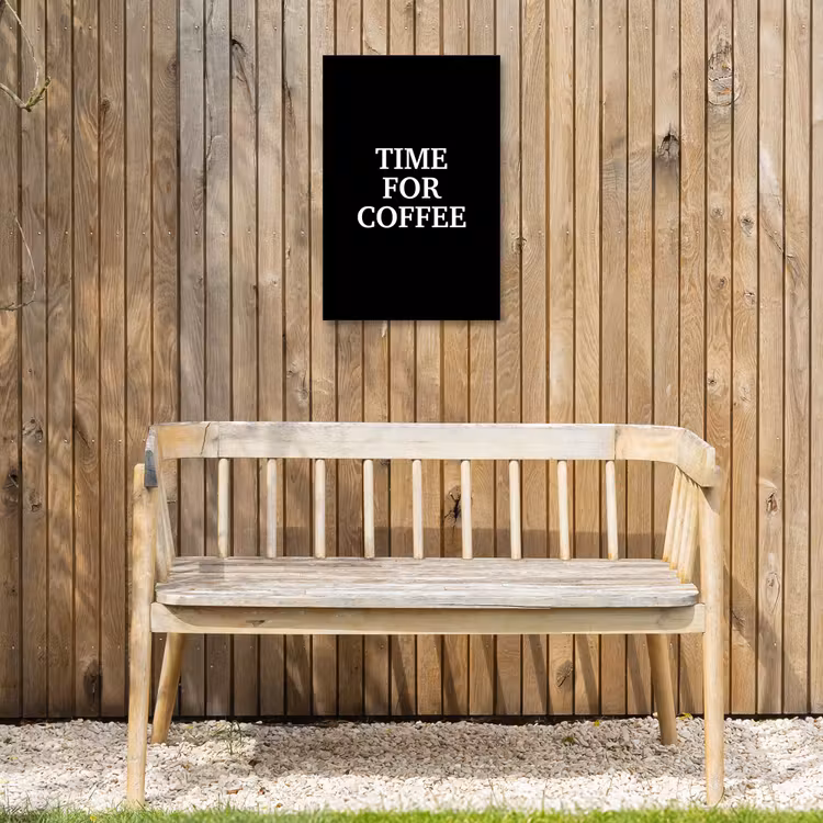 Quotes - Letters - Koffie - Zwart Tuinposter op houten frame 2 cm dik klein -sfeer4