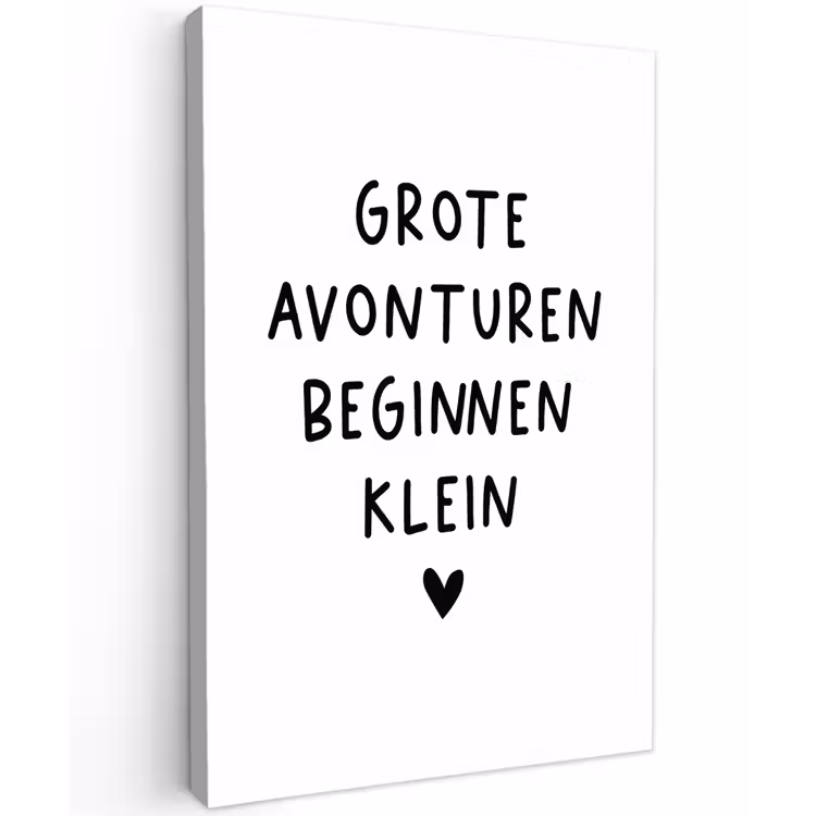 Quotes - Spreuken - Grote avonturen beginnen klein Tuinposter op houten frame 2 cm dik klein -3d
