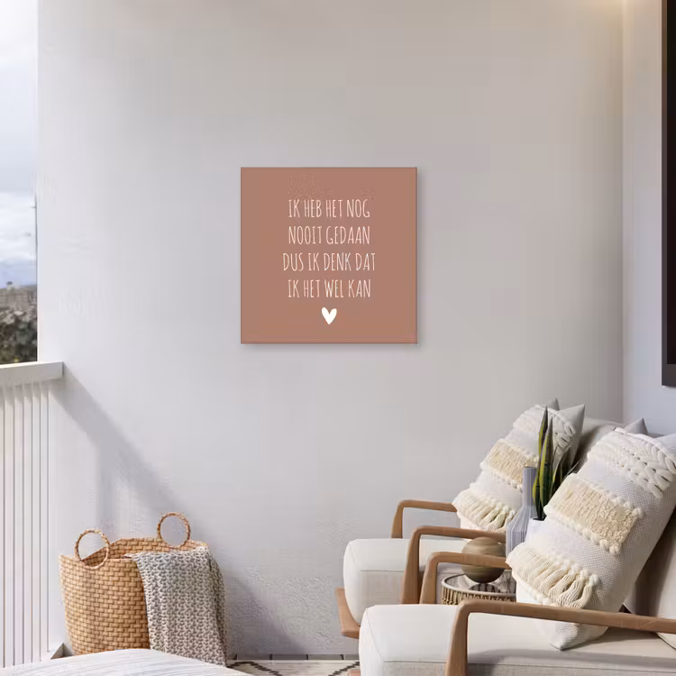 Quotes - Spreuken - Ik heb het nog nooit gedaan dus Tuinposter op houten frame 2 cm dik middel -sfeer1
