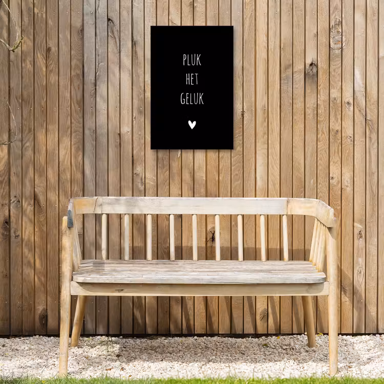 Quotes - Spreuken - Pluk het geluk Tuinposter op houten frame 2 cm dik klein -sfeer4