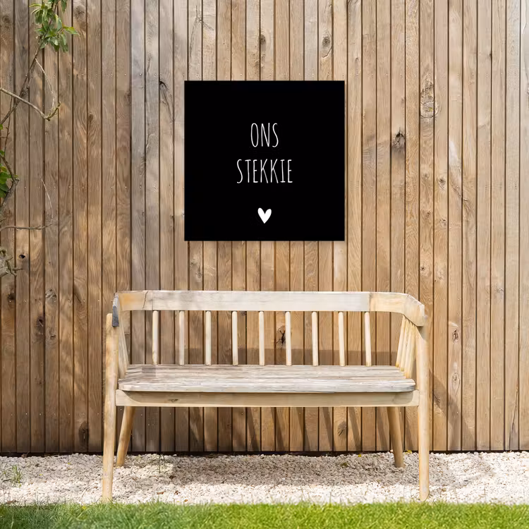 Quotes - Stekkie - Ons stekkie Tuinposter op houten frame 2 cm dik middel -sfeer4