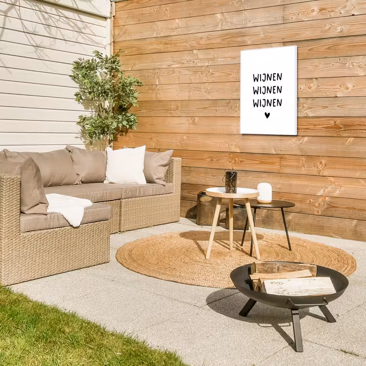 Quotes - Wijnen wijnen wijnen - Spreuken Tuinposter op houten frame 2 cm dik klein -sfeer2