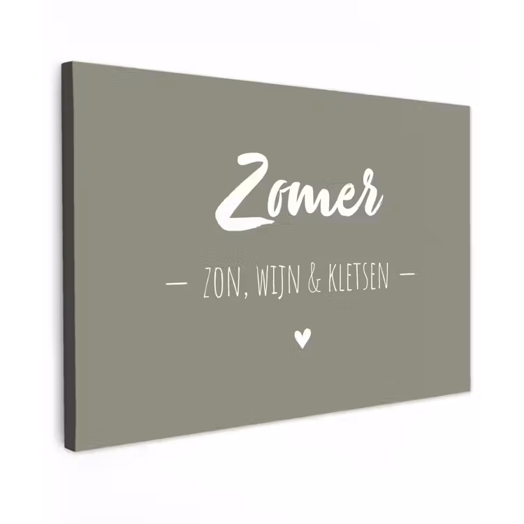 Quotes - Zomer, zon, wijn & kletsen - Tekst - Zomer Tuinposter op houten frame 2 cm dik klein -3d