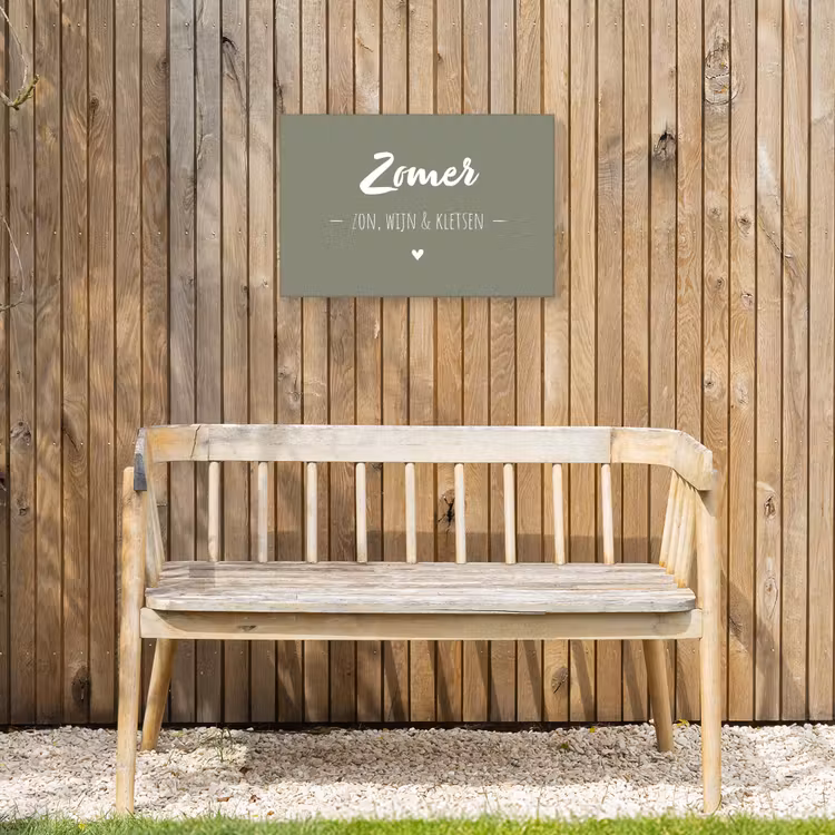 Quotes - Zomer, zon, wijn & kletsen - Tekst - Zomer Tuinposter op houten frame 2 cm dik klein -sfeer4