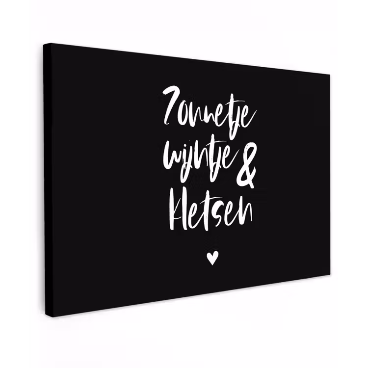Quotes - Zonnetje, wijntje & kletsen - Tekst - Wijn - Zomer Tuinposter op houten frame 2 cm dik klein -3d