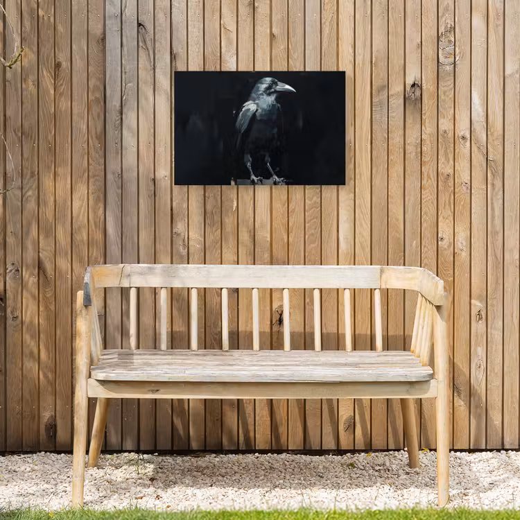 Raaf - Vogels - Zwart Tuinposter op houten frame 2 cm dik klein -sfeer4