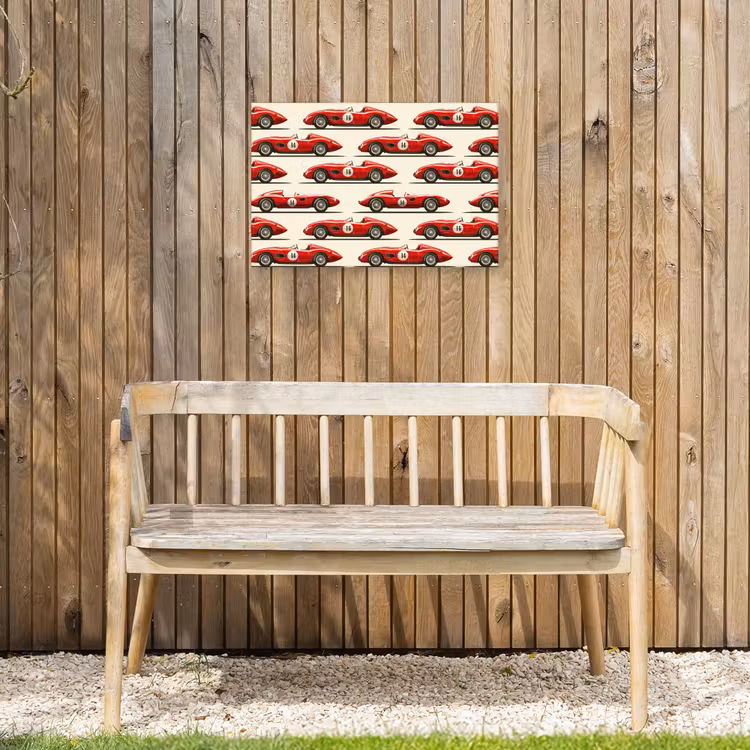 Raceauto - Retro - Rood Tuinposter op houten frame 2 cm dik klein 845 -sfeer4