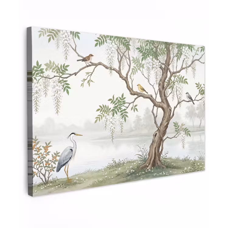 Reiger - Landschap - Groen Tuinposter op houten frame 2 cm dik klein -3d