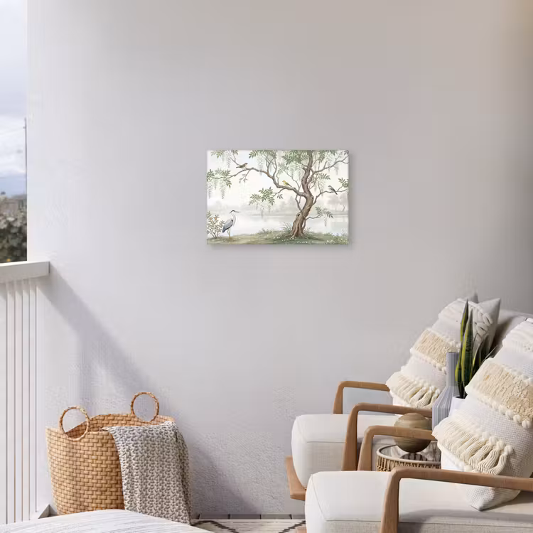 Reiger - Landschap - Groen Tuinposter op houten frame 2 cm dik klein -sfeer1