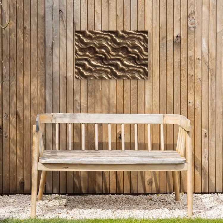 Reliëf - Golven - Abstract - Bronsgoud Tuinposter op houten frame 2 cm dik klein 845 -sfeer4