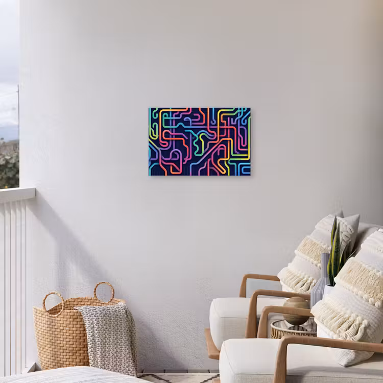 Retro - Abstract - Neon Tuinposter op houten frame 2 cm dik klein -sfeer1