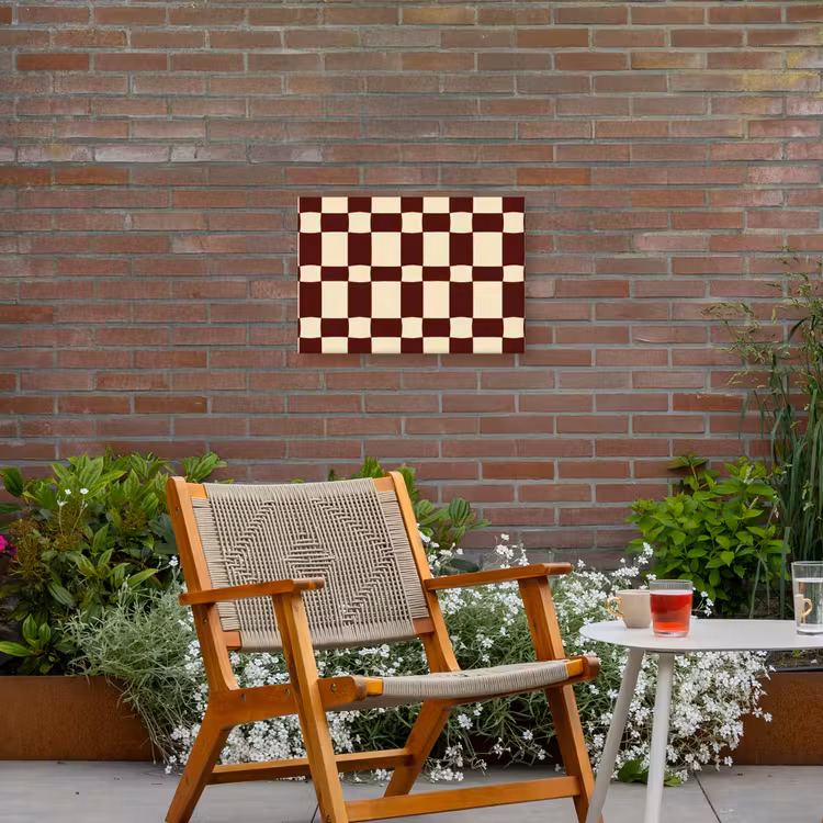 Retro - Patroon - Bruin Tuinposter op houten frame 2 cm dik klein 845 -sfeer3