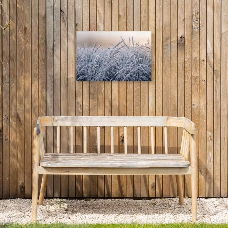 Rijp - Gras - Kristallen - Winter - Minimalistisch Tuinposter op houten frame 2 cm dik klein -sfeer4