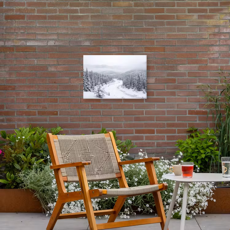 Rivier - Bevroren - Landschap - Winter Tuinposter op houten frame 2 cm dik klein -sfeer3