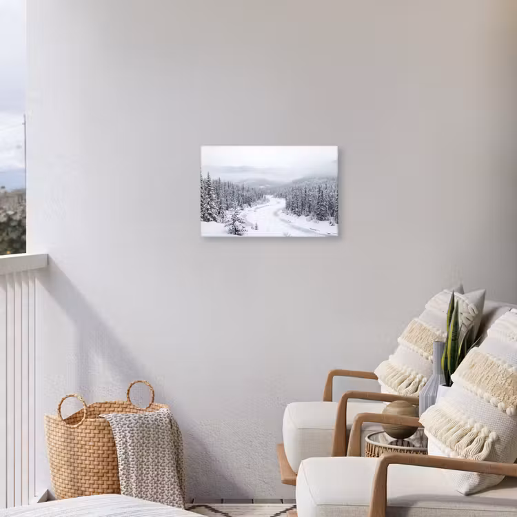 Rivier - Bevroren - Landschap - Winter Tuinposter op houten frame 2 cm dik klein -sfeer1