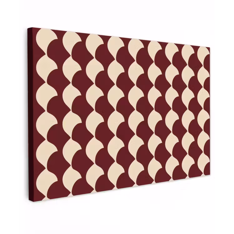Rood - Tegelpatroon - Crème Tuinposter op houten frame 2 cm dik klein 845 -3d