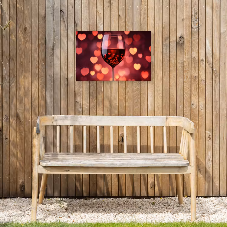 Rood - Wijn - Hartjes Tuinposter op houten frame 2 cm dik klein -sfeer4