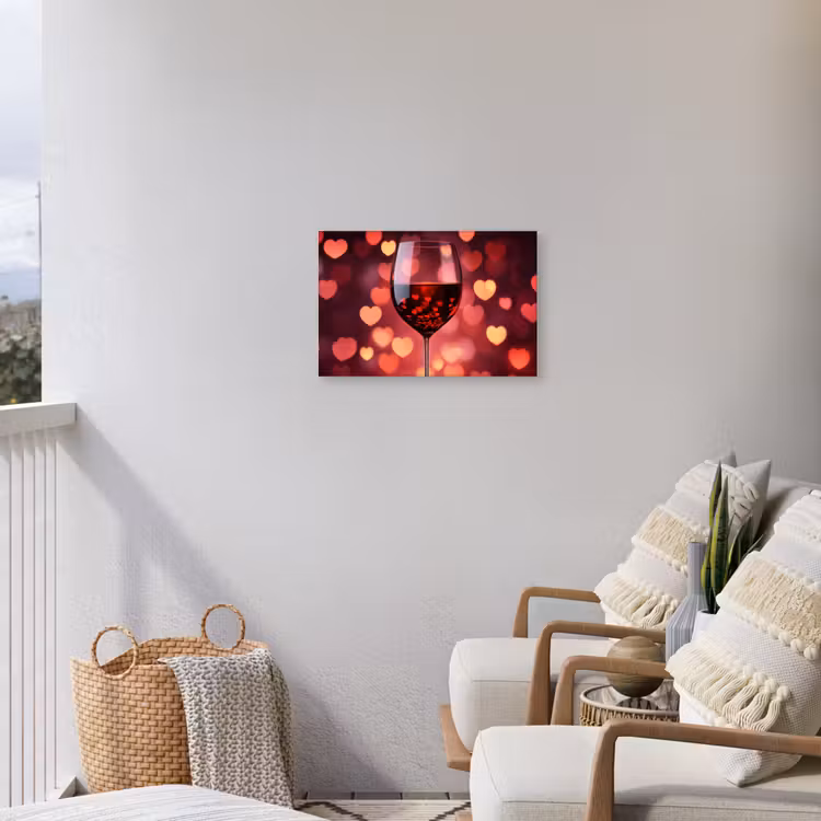 Rood - Wijn - Hartjes Tuinposter op houten frame 2 cm dik klein -sfeer1