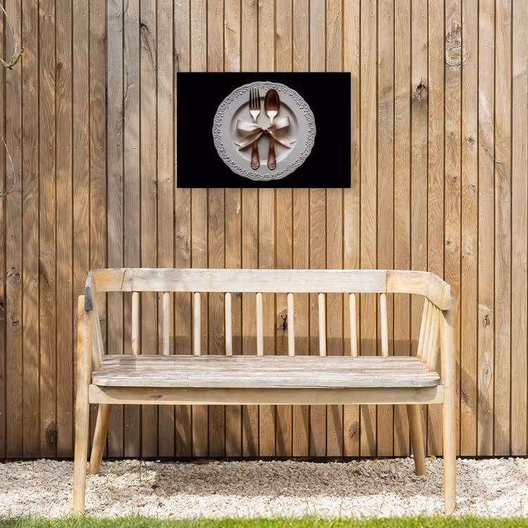Rose - Strik - Bestek Tuinposter op houten frame 2 cm dik klein -sfeer4