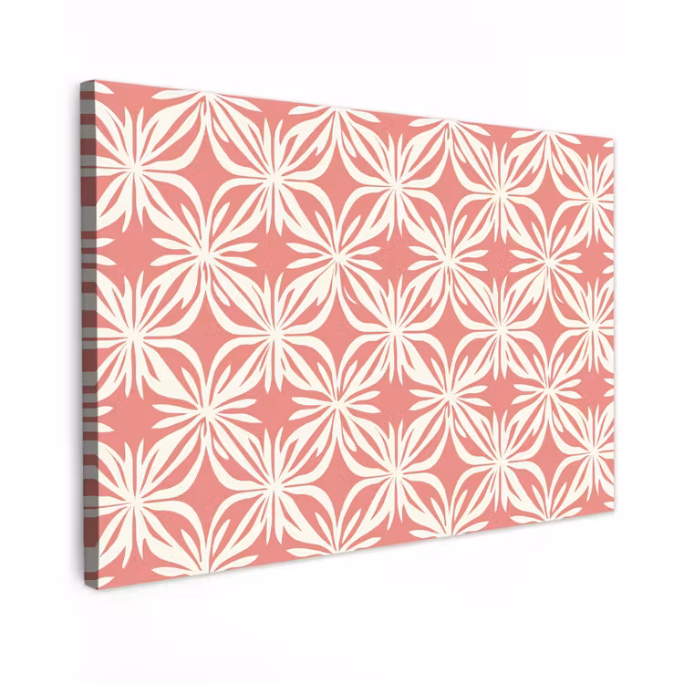 Roze - Bloemenmotief - Wit - Modern Tuinposter op houten frame 2 cm dik klein 845 -3d