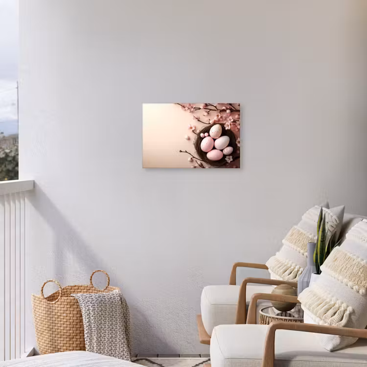 Roze - Bloesems - Eieren Tuinposter op houten frame 2 cm dik klein -sfeer1