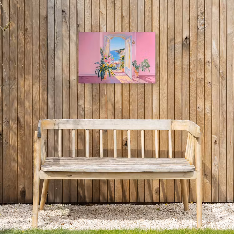 Roze - Buiten - Verf Tuinposter op houten frame 2 cm dik klein -sfeer4