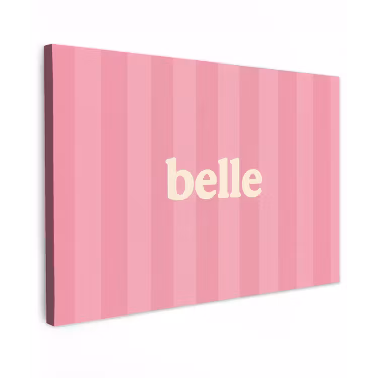 Roze - Gestreept - Belle Tuinposter op houten frame 2 cm dik klein -3d