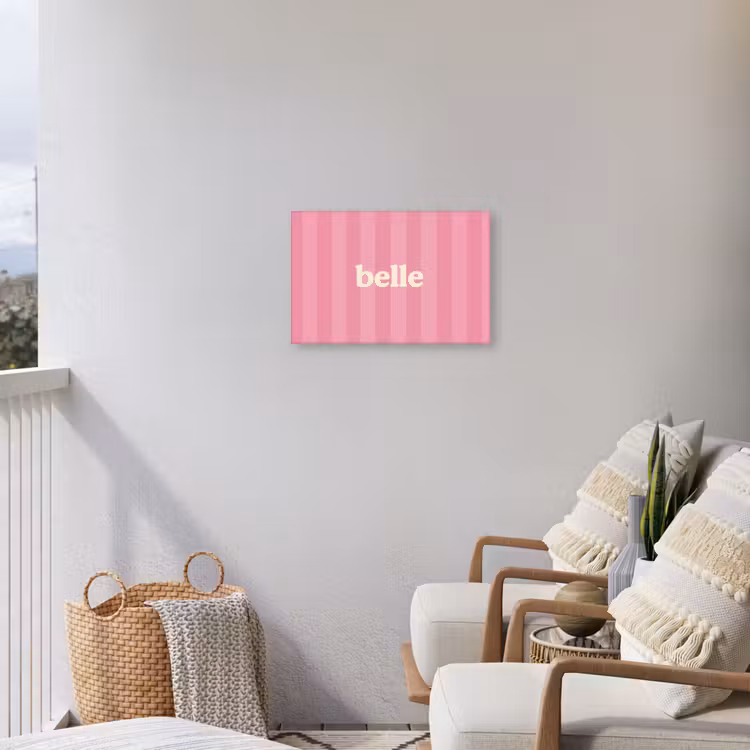 Roze - Gestreept - Belle Tuinposter op houten frame 2 cm dik klein -sfeer1