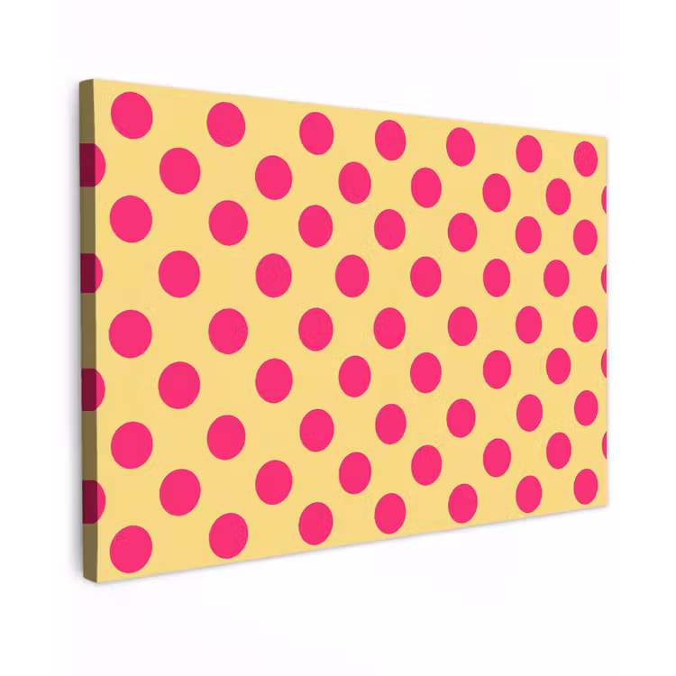 Roze - Stippen - Geel Tuinposter op houten frame 2 cm dik klein 845 -3d