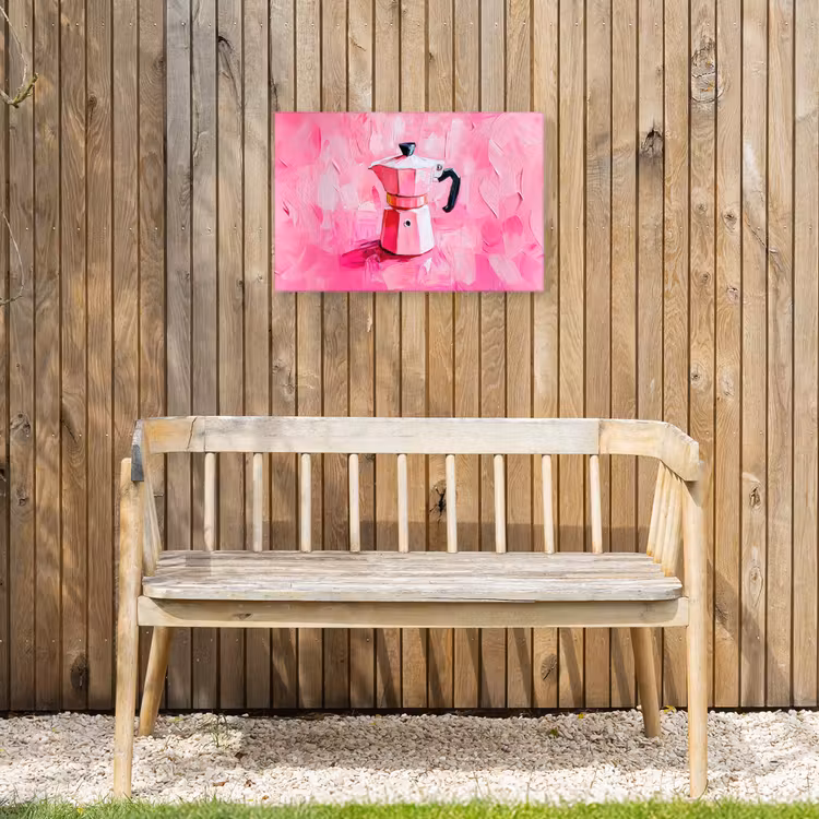Roze - Verf - Coffee Tuinposter op houten frame 2 cm dik klein -sfeer4