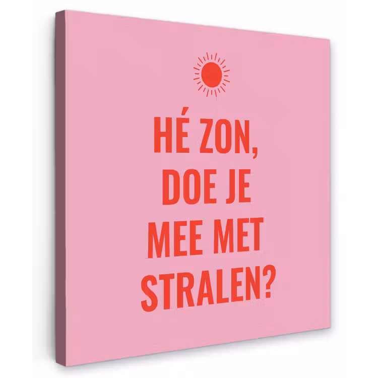 Roze - Zon - Quote Tuinposter op houten frame 2 cm dik middel -3d