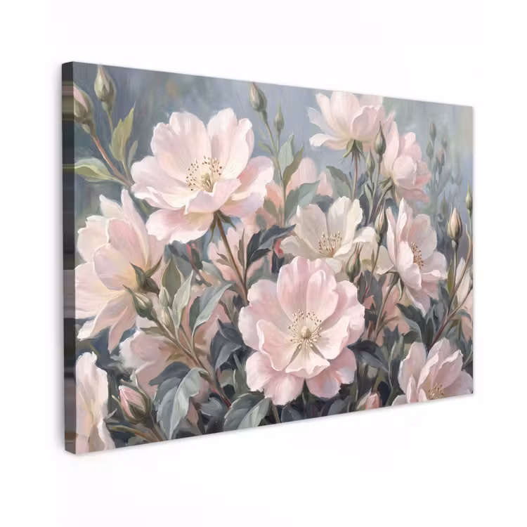 Rozen - Illustratie - Roze Tuinposter op houten frame 2 cm dik klein -3d