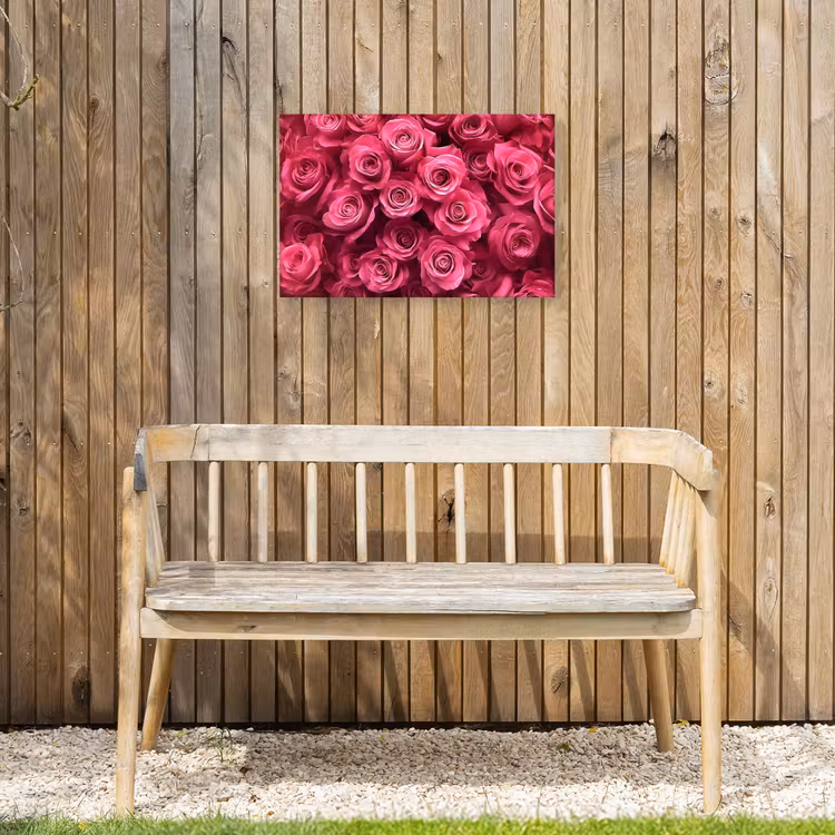 Rozen - Pink - Bloem Tuinposter op houten frame 2 cm dik klein -sfeer4