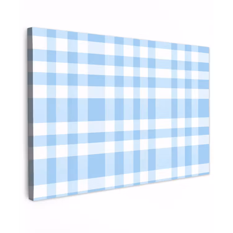 Ruit - Patroon - Blauw Tuinposter op houten frame 2 cm dik klein 845 -3d