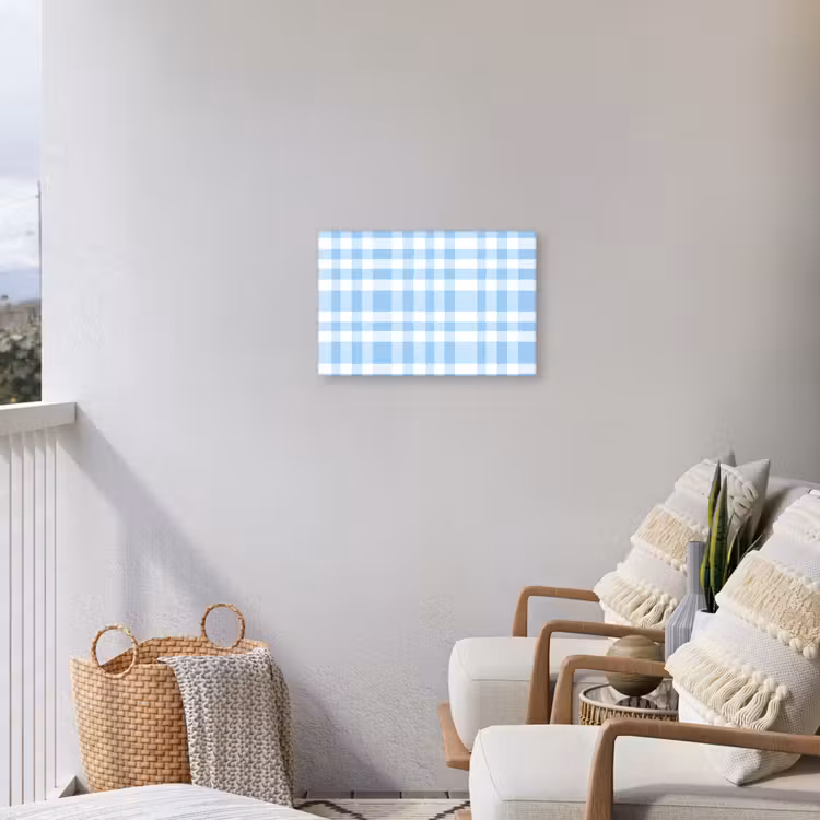 Ruit - Patroon - Blauw Tuinposter op houten frame 2 cm dik klein 845 -sfeer1