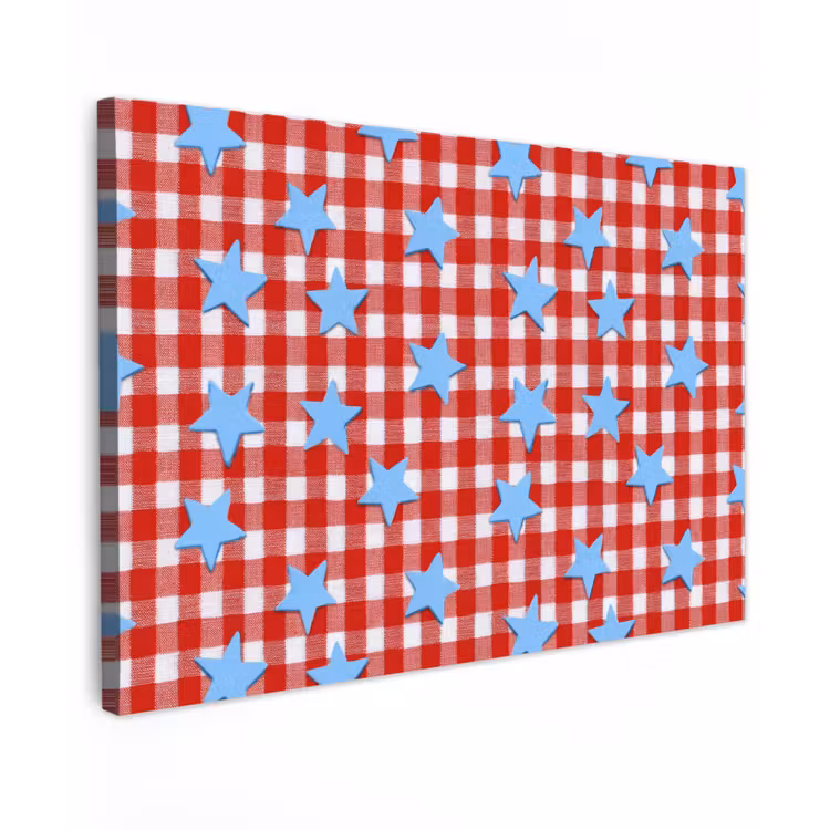 Ruit - Sterren - Rood Tuinposter op houten frame 2 cm dik klein 845 -3d