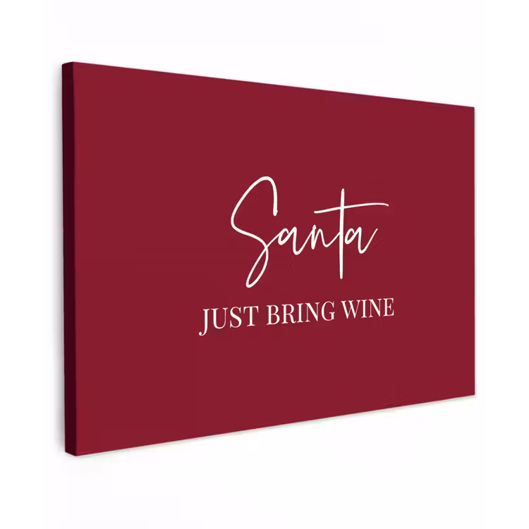 Santa - Wine - Rood - Kerst - Kerstman Tuinposter op houten frame 2 cm dik klein -3d
