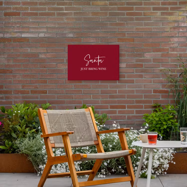 Santa - Wine - Rood - Kerst - Kerstman Tuinposter op houten frame 2 cm dik klein -sfeer3