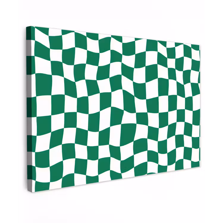 Schaakbord - Golvend - Groen Tuinposter op houten frame 2 cm dik klein 845 -3d
