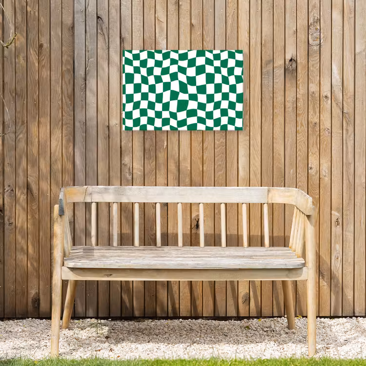 Schaakbord - Golvend - Groen Tuinposter op houten frame 2 cm dik klein 845 -sfeer4