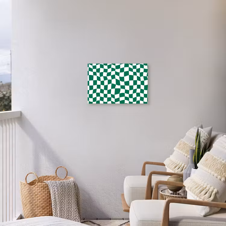 Schaakbord - Golvend - Groen Tuinposter op houten frame 2 cm dik klein 845 -sfeer1