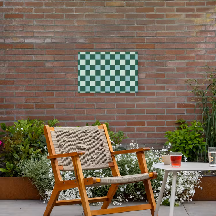 Schaakbord - Klassiek - Groen Tuinposter op houten frame 2 cm dik klein 845 -sfeer3