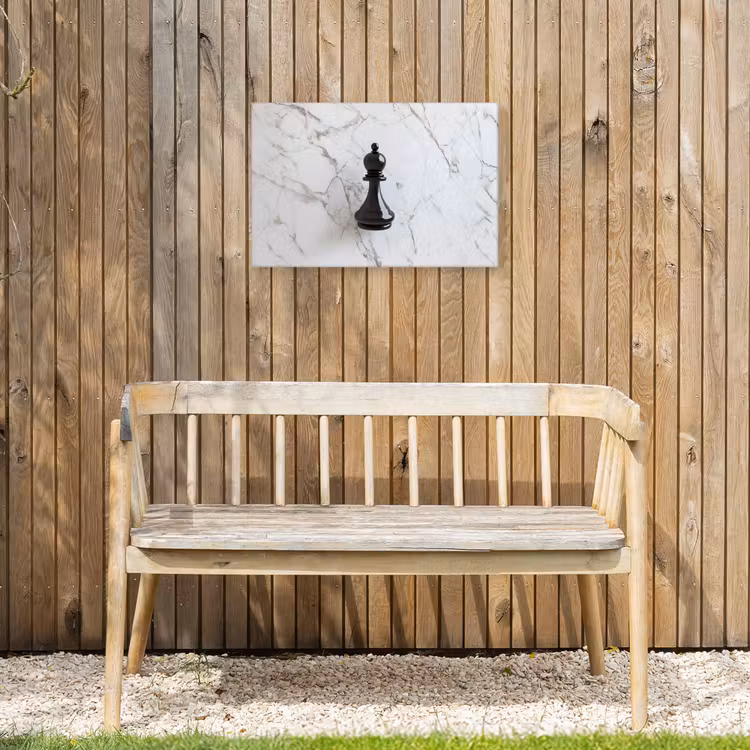 Schaakstuk - Loper - Zwart - Marmer Tuinposter op houten frame 2 cm dik klein -sfeer4