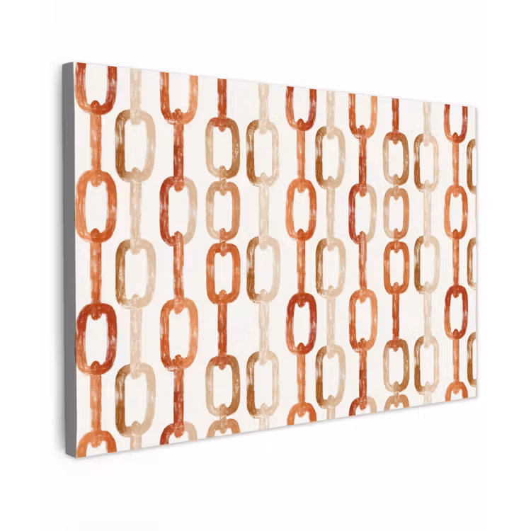 Schakels - Patroon - Aquarel - Terracotta Tuinposter op houten frame 2 cm dik klein 845 -3d